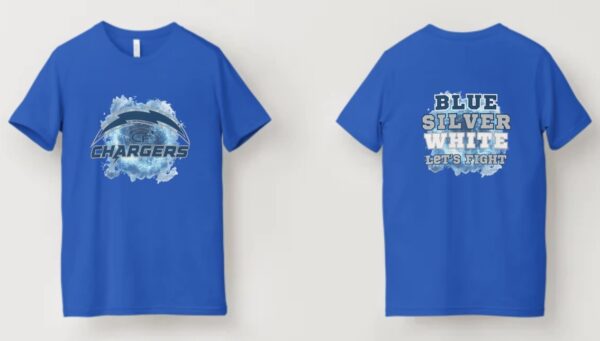 Blue Silver White Lets Fight! CMFA Youth tee